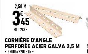 cornière d'angle perforée acier galva 2,5 m