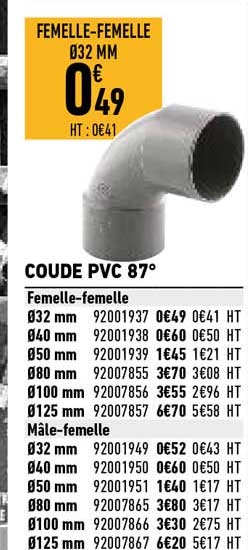 coude pvc 87°