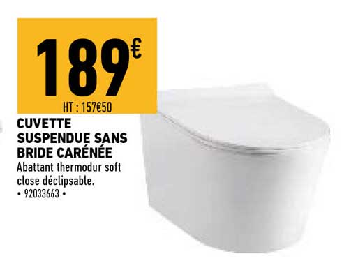 cuvette suspendue sans bride carénée