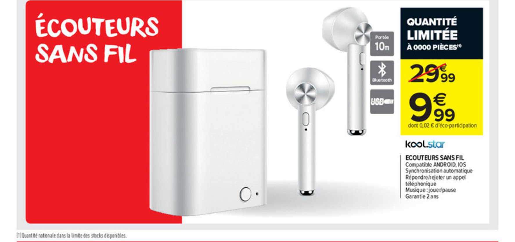 écouteurs sans fil kool star