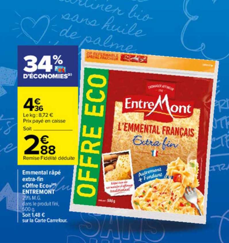 emmental râpé extra-fin «offre eco» entremont