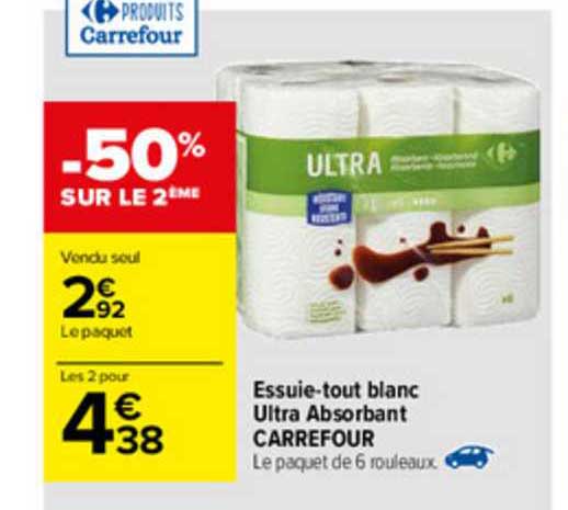essuie-tout blanc ultra absorbant carrefour