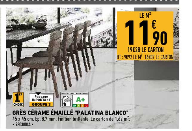 grès cérame émaillé "palatina blanco"