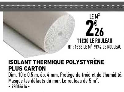 Isolant Thermique Polystyrène Plus Carton