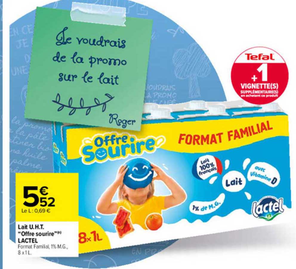 lait u.h.t. "offre sourire" lactel