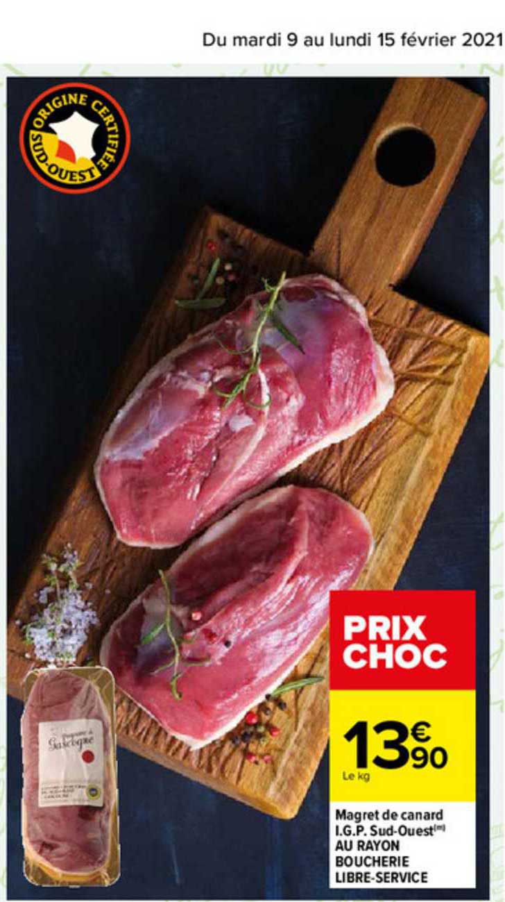 magret de canard i.g.p. sud-ouest au rayon boucherie libre-service