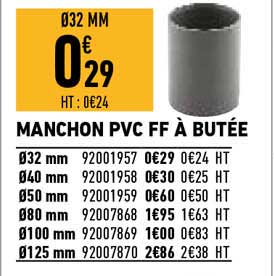 manchon pvc ff à butée