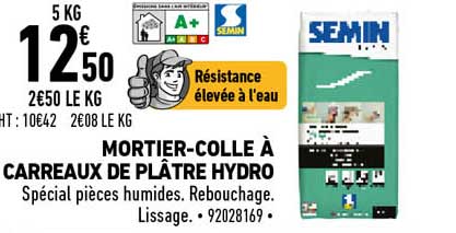 mortier-colle à carreaux de plâtre hydro