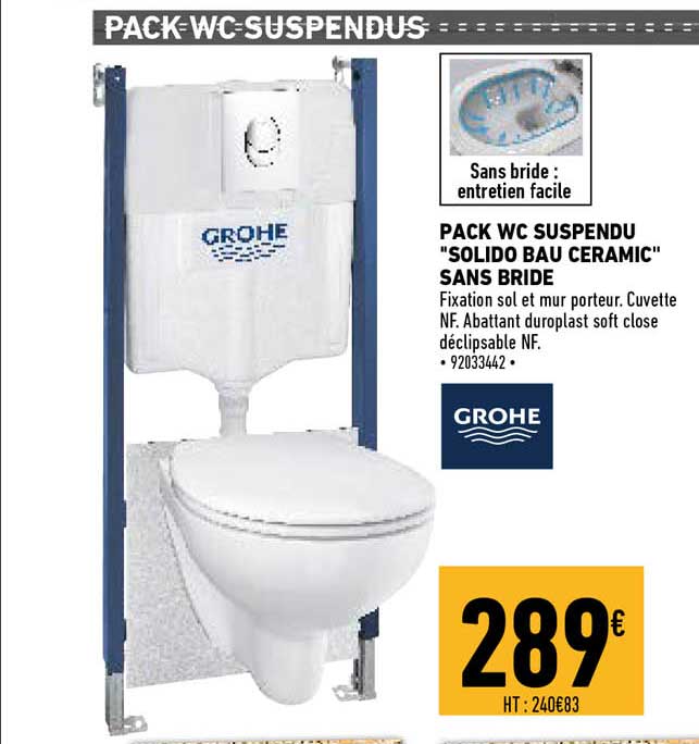 pack wc suspendu "solido bau ceramic" sans bride