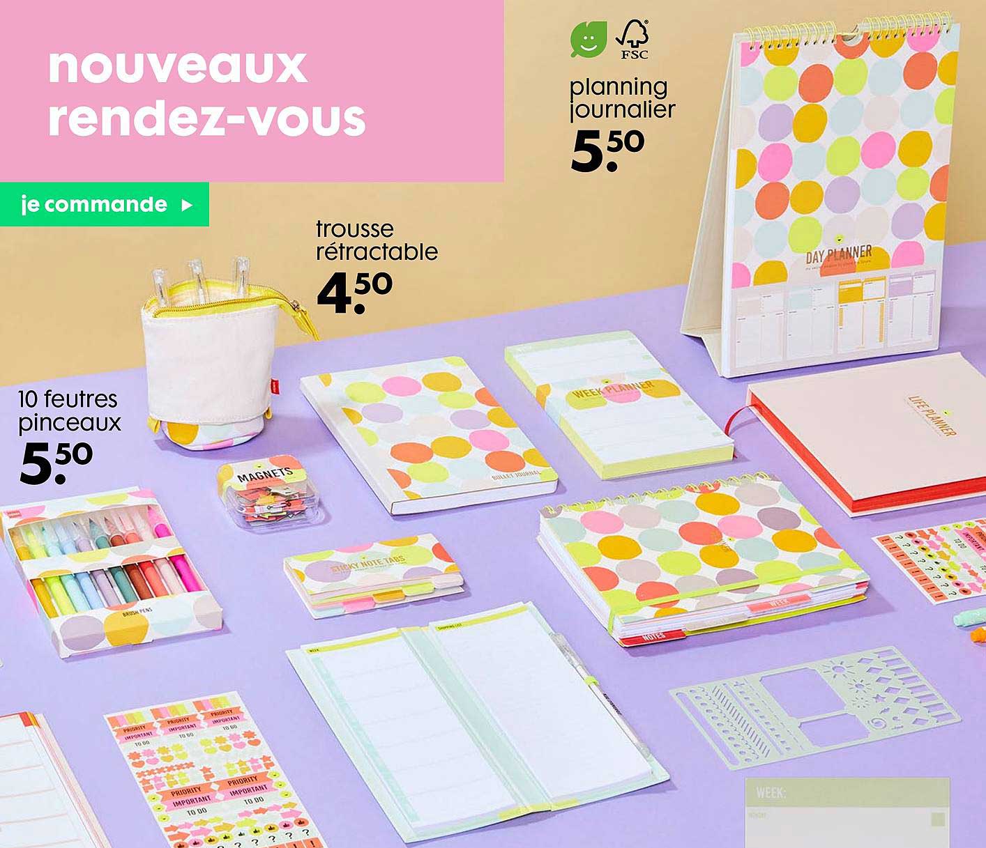 Planning, Trousse Rétractable, 10 Feutres Pinceaux