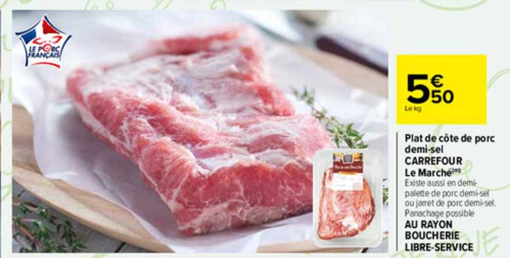 plat de côte de porc demi-sel carrefour le marché