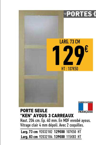 porte seule "ken" ayous 3 carreaux