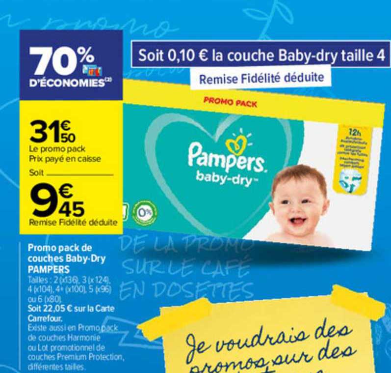 promo pack de couche baby-dry pampers
