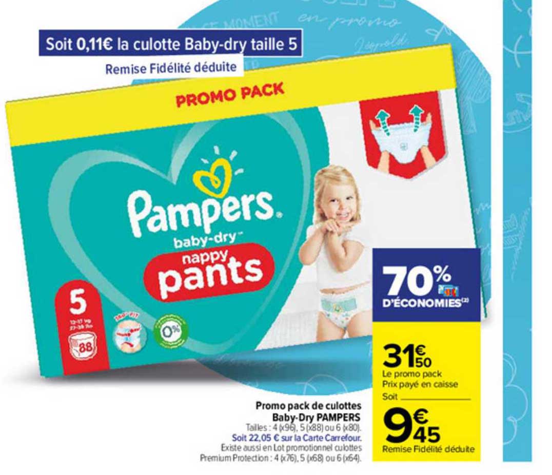promo pack de culottes baby-dry pampers