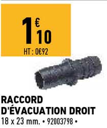 raccord d'évacuation droit