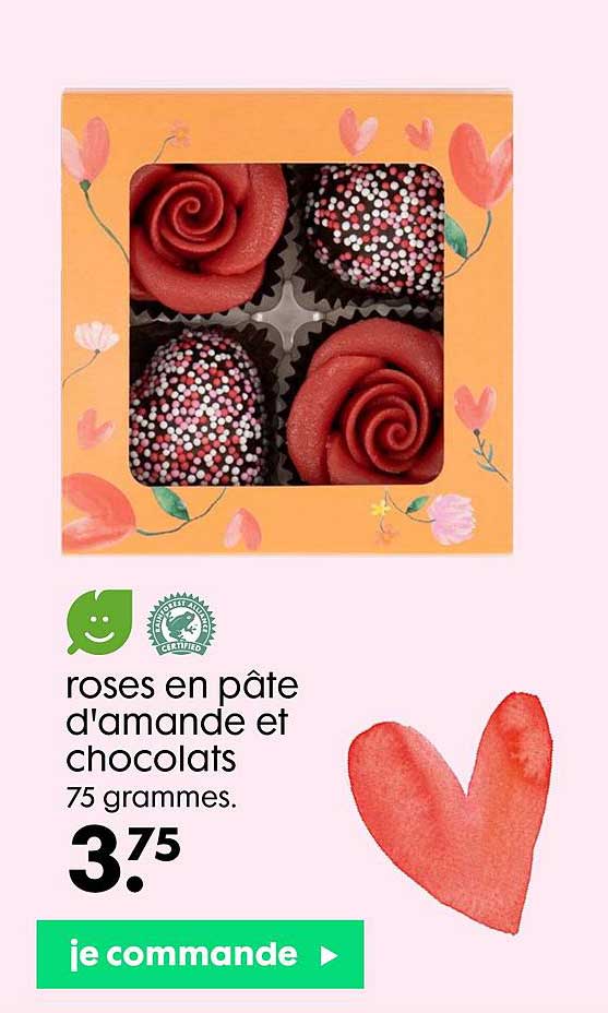 roses en pâte d'amande et chocolats