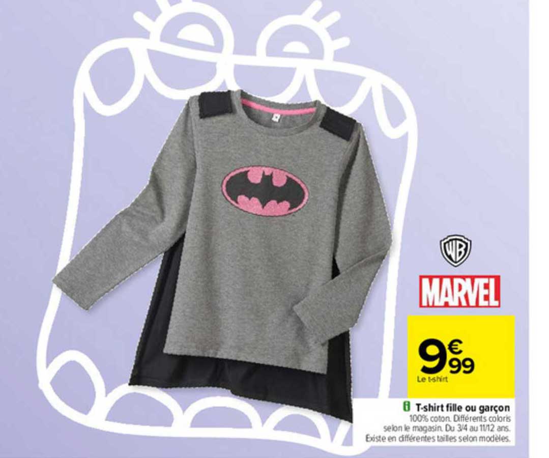 t-shirt fille ou garçon marvel