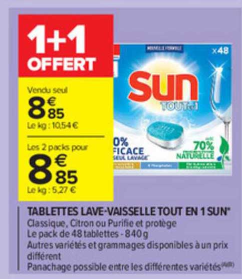 Tablettes Lave-vaisselle Tout En 1 Sun