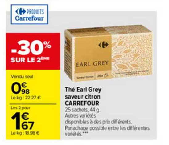 Thé Earl Grey Saveur Citron Carrefour