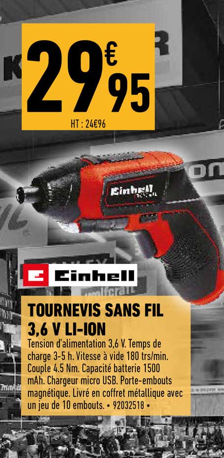 tournevis sans fil 3,6 v li-ion einhell