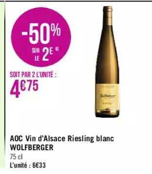 Aoc Vin D'alsace Riesling Blanc Wolfberger