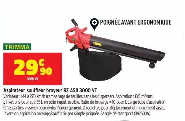 aspirateur souffleur broyeur rz asb 3000 vt trimma