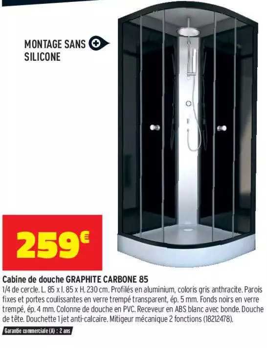 Cabine De Douche Graphite Carbone 85