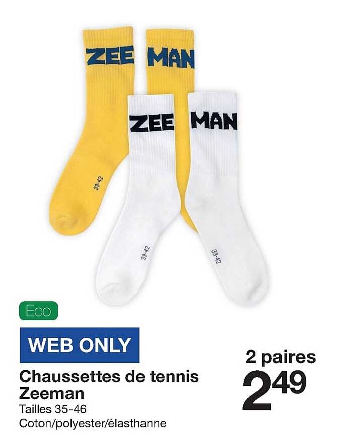 chaussettes de tennis zeeman