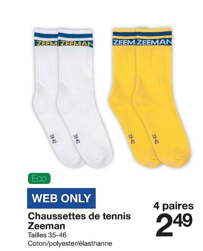 chaussettes de tennis zeeman