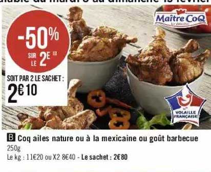Coq Ailes Nature Ou à La Mexicaine Ou Goût Barbecue