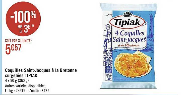 coquilles saint-jacques à la bretonne surgelées tipiak