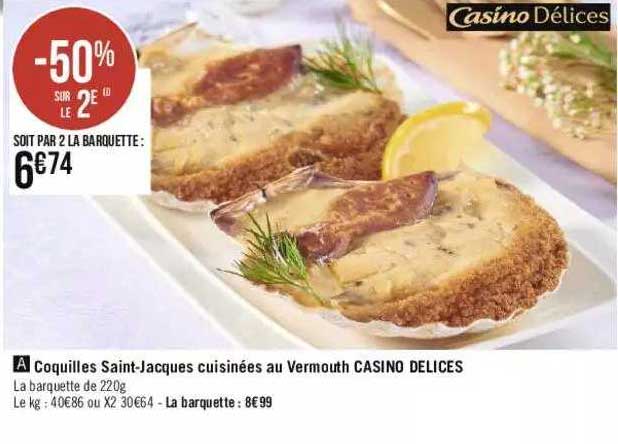 coquilles saint-jacques cuisinées au vermouth casino délices