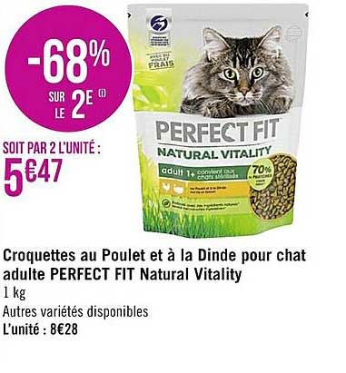 croquettes au poulet et à la dinde pour chat adulte perfect fit natural vitality