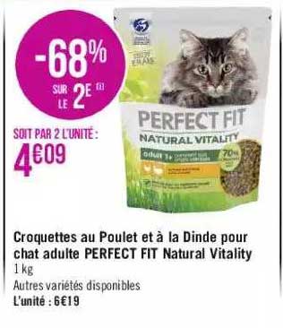 croquettes au poulet et à la dinde pour chat adulte perfect fit natural vitality