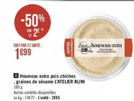 houmous extra pois chiches graines de sésame l'atelier blini