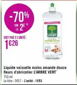 liquide vaisselle mains amande douce fleurs d'abricotier l'arbre vert