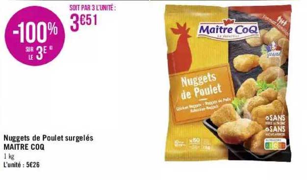 nuggets de poulet surgelés maître coq