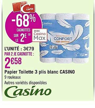 papier toilette 3 plis blanc casino