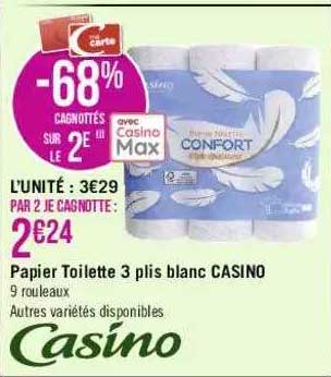 papier toilette 3 plis blanc casino