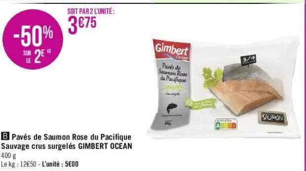 pavés de saumon rose du pacifique sauvage crus surgelés gimbert ocean