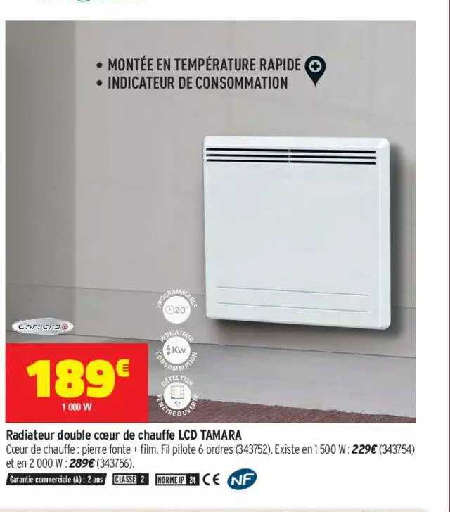 radiateur double coeur de chauffe lcd tamara