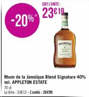 rhum de la jamaïque blend signature 40% vol appleton estate