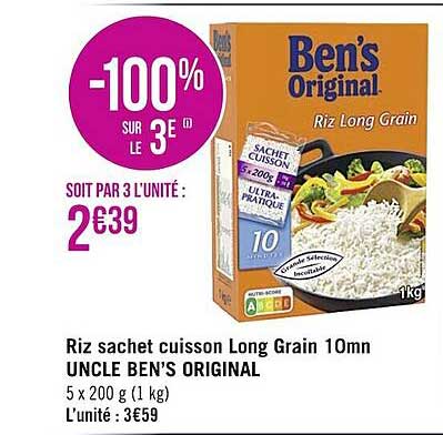 riz sachet cuisson long grain 10mn uncle ben's original