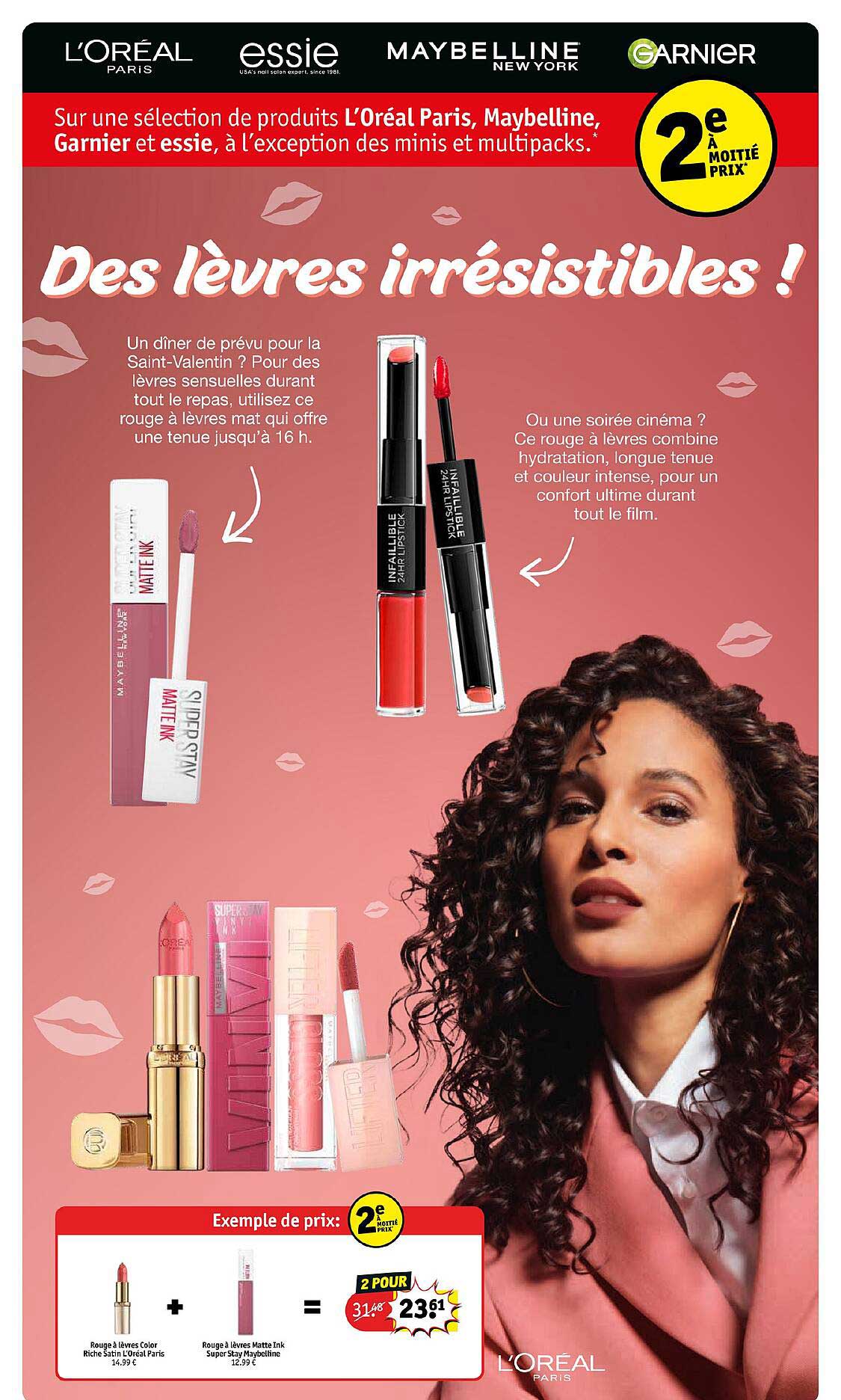 rouge à lèvres color riche satin l'oréal paris + rouge à lèvres matte ink super stay maybelline