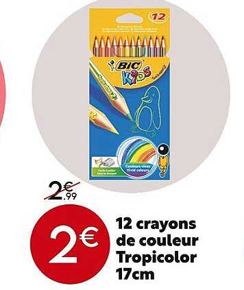 12 Crayons De Couleur Tropicolor 17cm