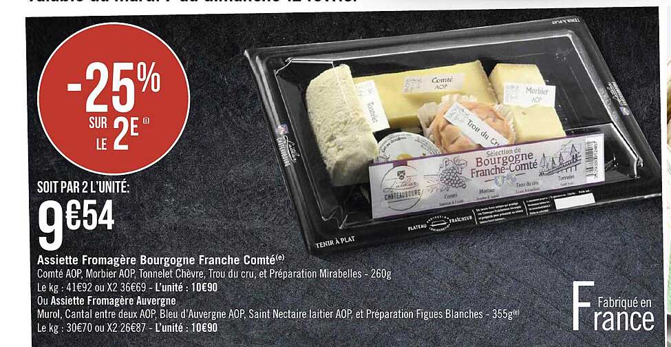 assiette fromagère bourgogne franche comté -25% sur le 2e