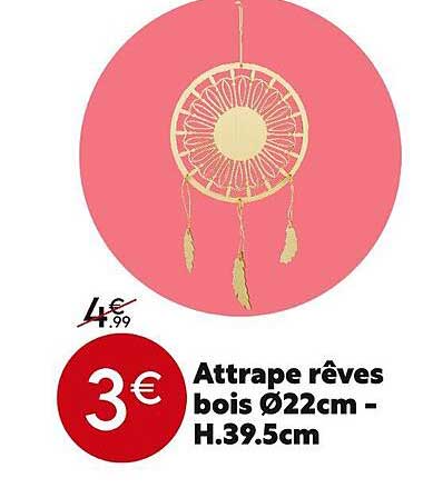 attrape rêves bois ø22cm - h 39.5cm
