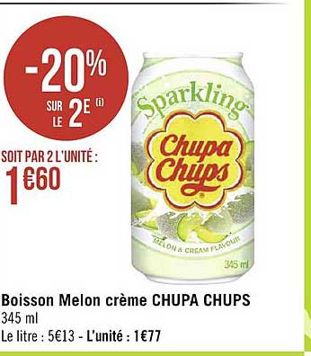 boisson melon crème chupa chups -20% sur le 2e