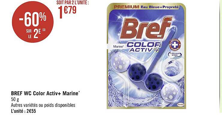 Bref Wc Color Activ+marine -60% Sur Le 2e
