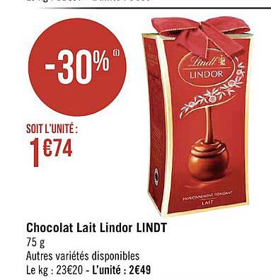 Chocolat Lait Lindor Lindt